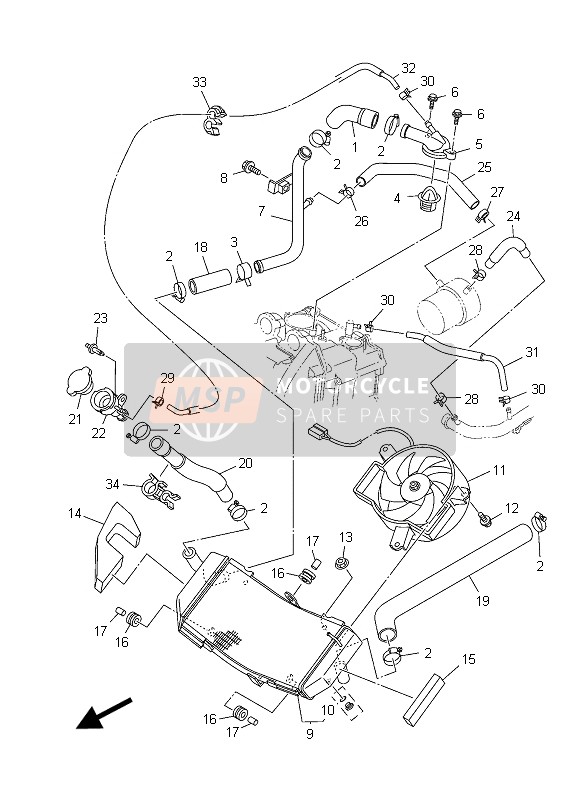 Yamaha XP500A 2015 Radiator & Hose for a 2015 Yamaha XP500A